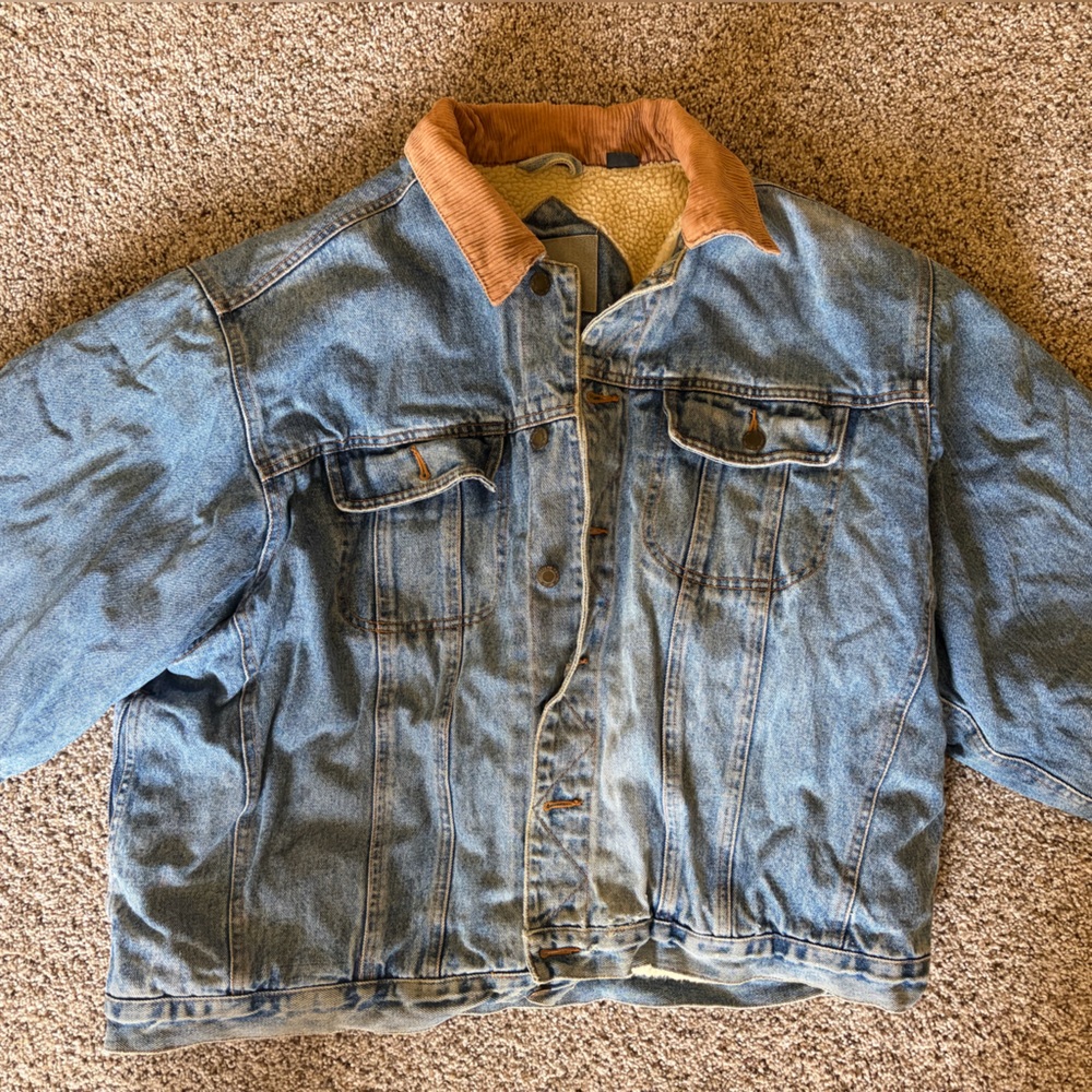 Denim Jacket with Corduroy Collar